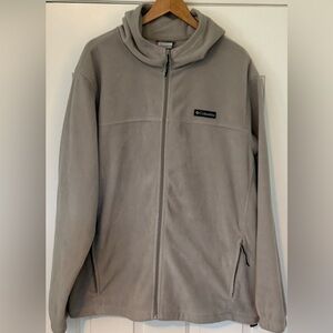 Columbia Full Zip Fleece Hoodie Men’s XXL Beige Tan Jacket Outdoor Hiking Casual